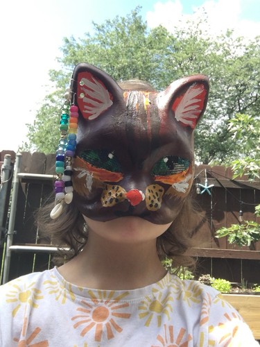 Therian Brown Tabby Cat Mask Halloween Costume Therian Gear Cosplay Eye Mesh - Picture 7 of 8