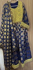 Custom Made Beautiful Navy Blue Color Afghan Kochi Dress for Women