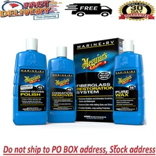 Meguiar's Marine/RV Fiberglass Restoration System,Boat Repair Kit Polish&Wax Set
