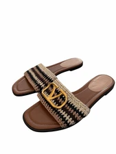 Valentino Garavani Slide Crochet Sandal Ivory Multi Size 8US 38EU Open Toe $980