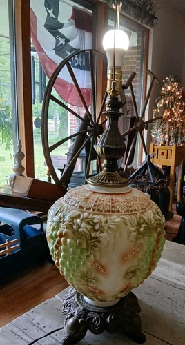 Vintage ornate Hollywood Regency Milk Glass Grape Clusters  Falkenstein Lamp.
