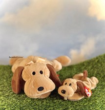      Bones  Woof Brown Dog Lot     Ty Beanie Baby Bones And Pillow Pal Woof