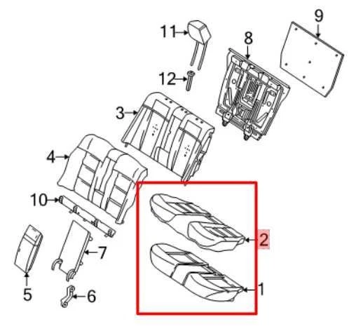 Asiento trasero 10-16 Mercedes-Benz E350 Sport 4Matic AWD segunda fila cojín inferior inferior Foto 2 de 4