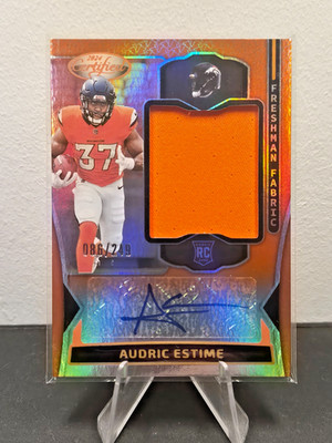 Audric Estime Panini Certified Freshman Fabric Orange /249 Broncos NFL RC Auto