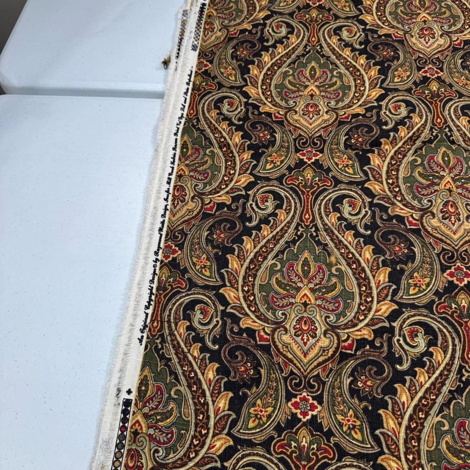 mill creek uphostery fabric brown black paisley floral cotton 53x75 2 yards - Image 4 of 4