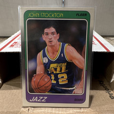 Fleer 1988-89 John Stockton #115 Rookie Base Set Utah Jazz NBA Basketball Card. rookie card picture