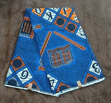 Blue African Wax Print Fabric 6 Yards Unique Graphic Ankara Fabric for Put On