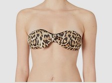 Moschino Women's Brown Animal Print Strapless Bikini Swim Top Size 4