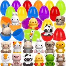 Plastic Easter Eggs with Animal Finger Puppets for Surprise Multicolor