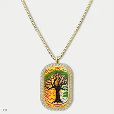 New Colorful Tree of Life Pendant Necklace Chain Image Dog Tag Chain Gift Design