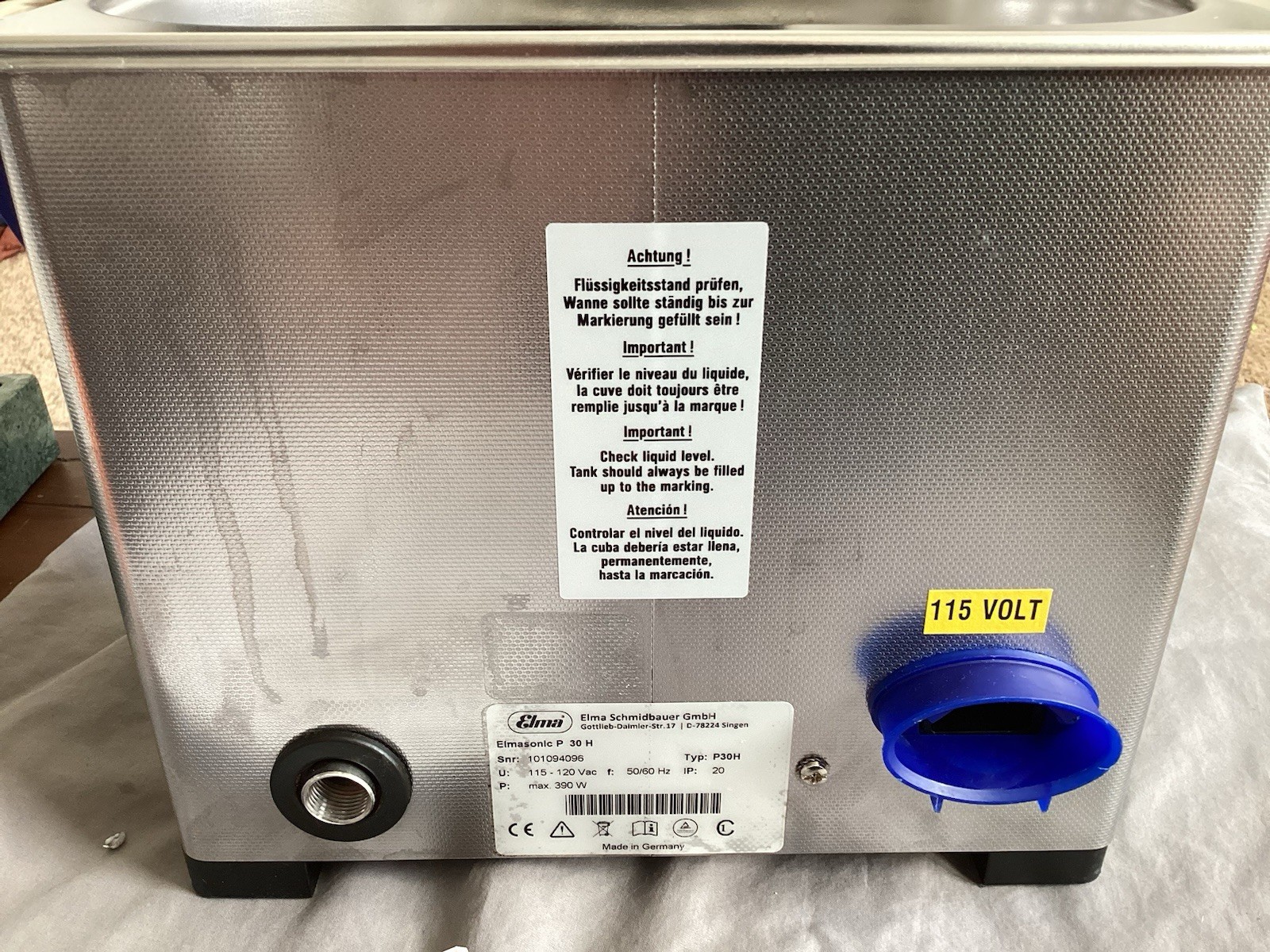 Elma Sonic P30H 0.75 Gal Ultrasonic Cleaner, Digital Control, 37 and 80Khz