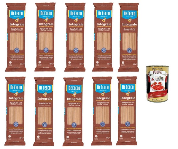 De Cecco Integrale Spaghetti N. 12, Vollkornnudeln, 10X500G+Polpa 400G-image