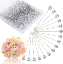 300PCS 1.5 Inch Straight Clear Corsage Boutonniere Pins with Crystal Heads Diamo