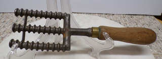 Antique UNIQUE Kitchen Tool Gadget Meat Tenderizer Brass Cap Wood Handle
