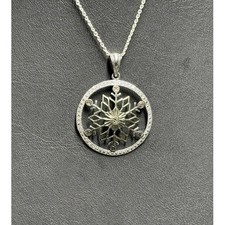925 STERLING SILVER SNOWFLAKE PENDANT NECKLACE SKY