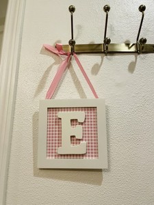 Pottery Barn Wall Letters Set A E I L M White Frames Pink Gingham