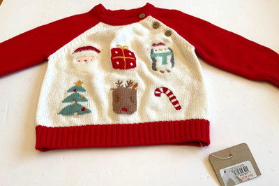 Muskat Baby Pullover Weihnachten 100% Baumwolle Neu Mit Etikett Spitze Schön Junge/Mädchen