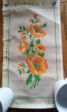 Needlepoint Canvas 15"x8" Gobelin L Orange Floral Flowers Canvas Only 203