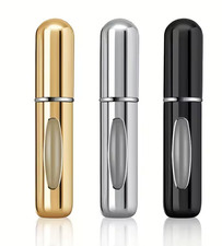 Refillable Reusable Pump Spray Bottles Set Gold Silver Black Plastic Metal 3 in