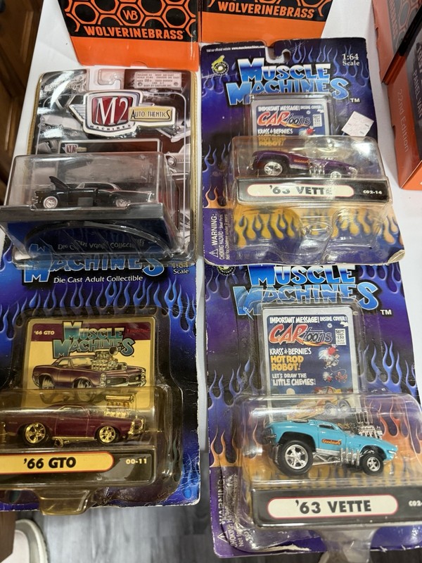 Muscle Machines 1:64 Diecast Car Lot 4 '55 Dodge Royal Lancer '63 Vette '66 GTO