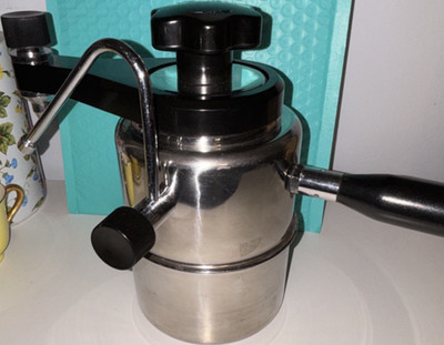 Alessi 9090 Manual Stovetop Espresso Maker Stainless Steel Silver/Black