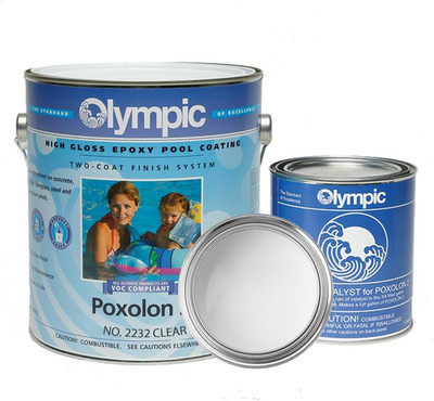 Olympic Poxolon 2 Clear Pool Paint 1 Gallon 2-Part Epoxy High-Gloss Finish