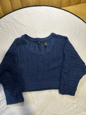 Blue Open-knit Sweater by Moda International M Size Long Sleeve Top Women's