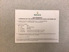 Card Nota Informativa Materiali Rolex Acciaio 904L