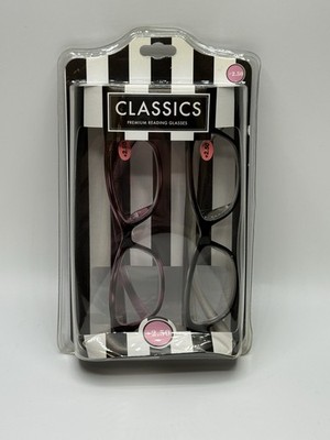 Classics Premium Glasses +2.50 Reading Glasses Value Pack 2 Pair Box 