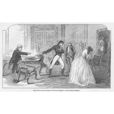 Scene from Plot and Passion at the Olympic Theatre - Antique Print 1853
