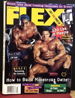 Achim Albrecht/Nasser El Sonbaty Arnold W/ Poster - FLEX Magazine March 1996