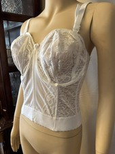 Vintage Goddess White Lace Corset Bustier Bra Boning 36 F