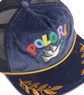 Polo Ralph Lauren Navy Corduroy PEACE LOVE DOVE Trucker Baseball