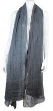 BRUNELLO CUCINELLI Blue, Gray & Brown Ombre Linen Woven Rectangular Scarf