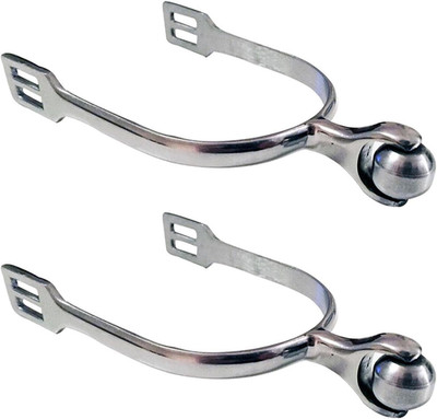 1 Pair Horse Spurs Western Stainless Steel Spurs W/Roller Ball for Equestrian Bo