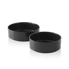 Celina Stoneware 2-Piece Serving Bowl Set, Black Bowls, Minimalist Dinnerware...