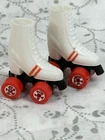 Vintage 1980 Barbie Doll Super Star Roller Skates White With Red Stripes Nice!!