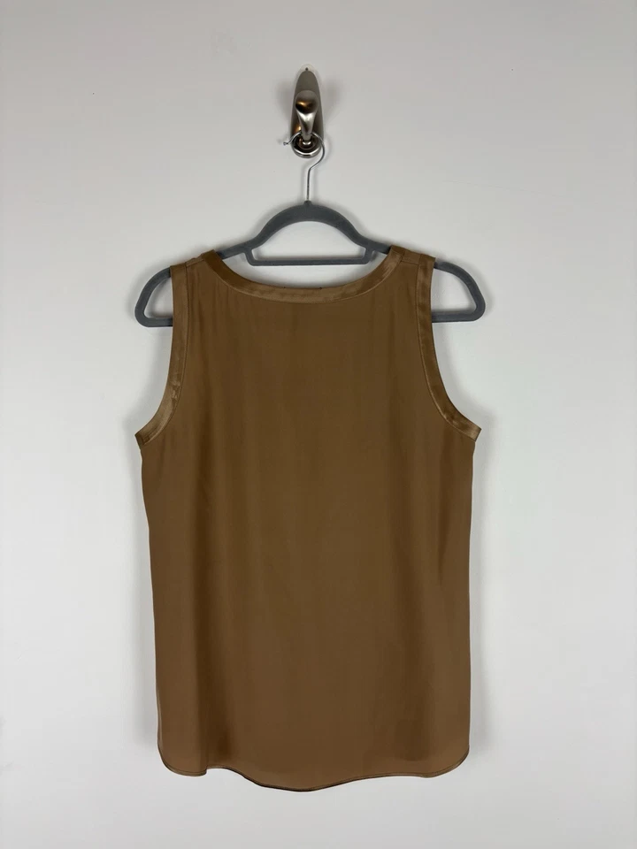 Camiseta sin mangas de seda Lafayette 148 talla mediana marrón sin mangas ligera reversible Foto 3 de 4