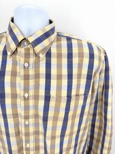 Borrelli Napoli Men's Large 100 Cotton Button Down Shirt Yellow Check Italy