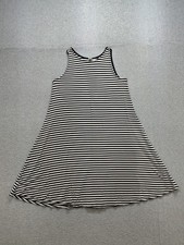 Old Navy Women Tank Dress M Black White Striped Crew Neck Swing Pullover Casual