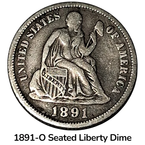 1891-O Seated Liberty Dime VF/XF Silver 10C New Orleans #925