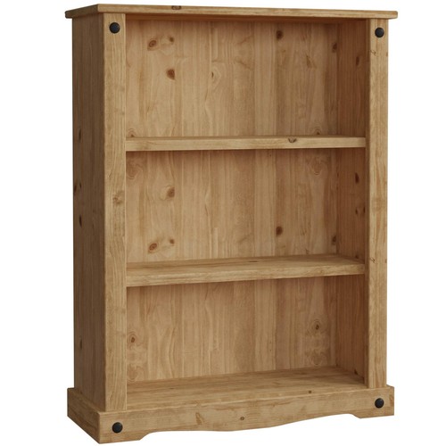 Corona Bookcase 2 Shelf Low Storage Mexican Solid Waxed Pine Display Living Room - Picture 7 of 7