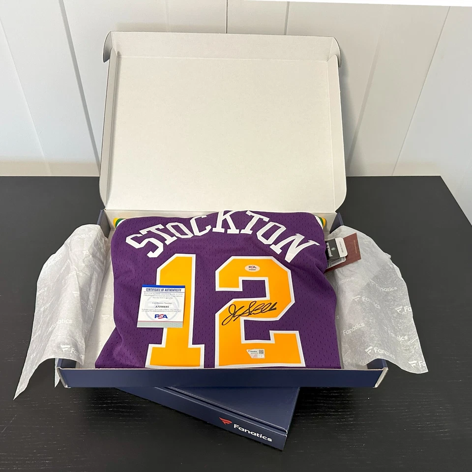 Фиолетовый John Stockton Utah Jazz с автографом PSA Beckett Mitchell & Ness 1991-92 - Изображение 2 из 2