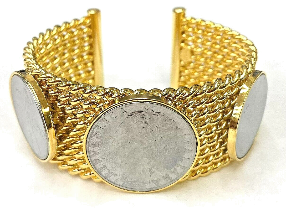 HSN Bellezza Bronze 100 & 50 Lira Coin Rope Cuff Bracelet | eBay
