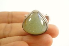 Green Druzy Drusy Quartz 925 Sterling Silver Ring Size 8.5