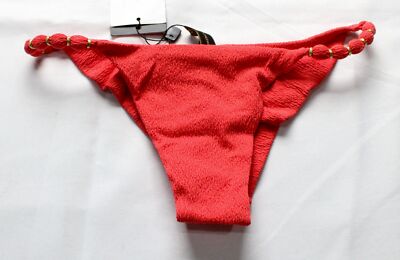 Vix Paula Hermanny Women's Firenze Beads Bikini Bottom LC7 Raspberry Small NWT