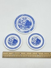 Vintage Churchill Blue Willow Play Toy Plates Set Of 3