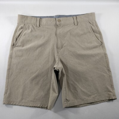 IZOD Saltwater Chino Stretch Tan Flat Front Shorts Mens Size