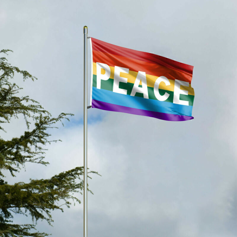Bandiera Della Pace Arcobaleno | 90x150cm Resistente Con Occhielli In Ottone - Foto 9