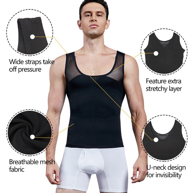 Men Compression Shirt to Hide Man Moobs Slimming Body Shaper Tops eBay